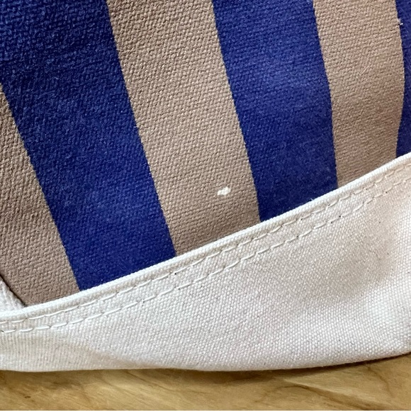 KULE The All Over Striped Tan, Navy Canvas Tote - Picture 10 of 10